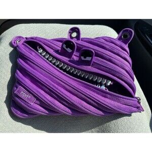ZIP IT Pencil Bag Bag Purple Pouch Kids Monster  with Teeth